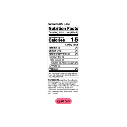 Strawberry rose botanical soda (12 pack)